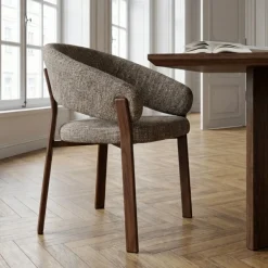 DÉJA Eetkamerstoel Chera Taupe/Walnoot