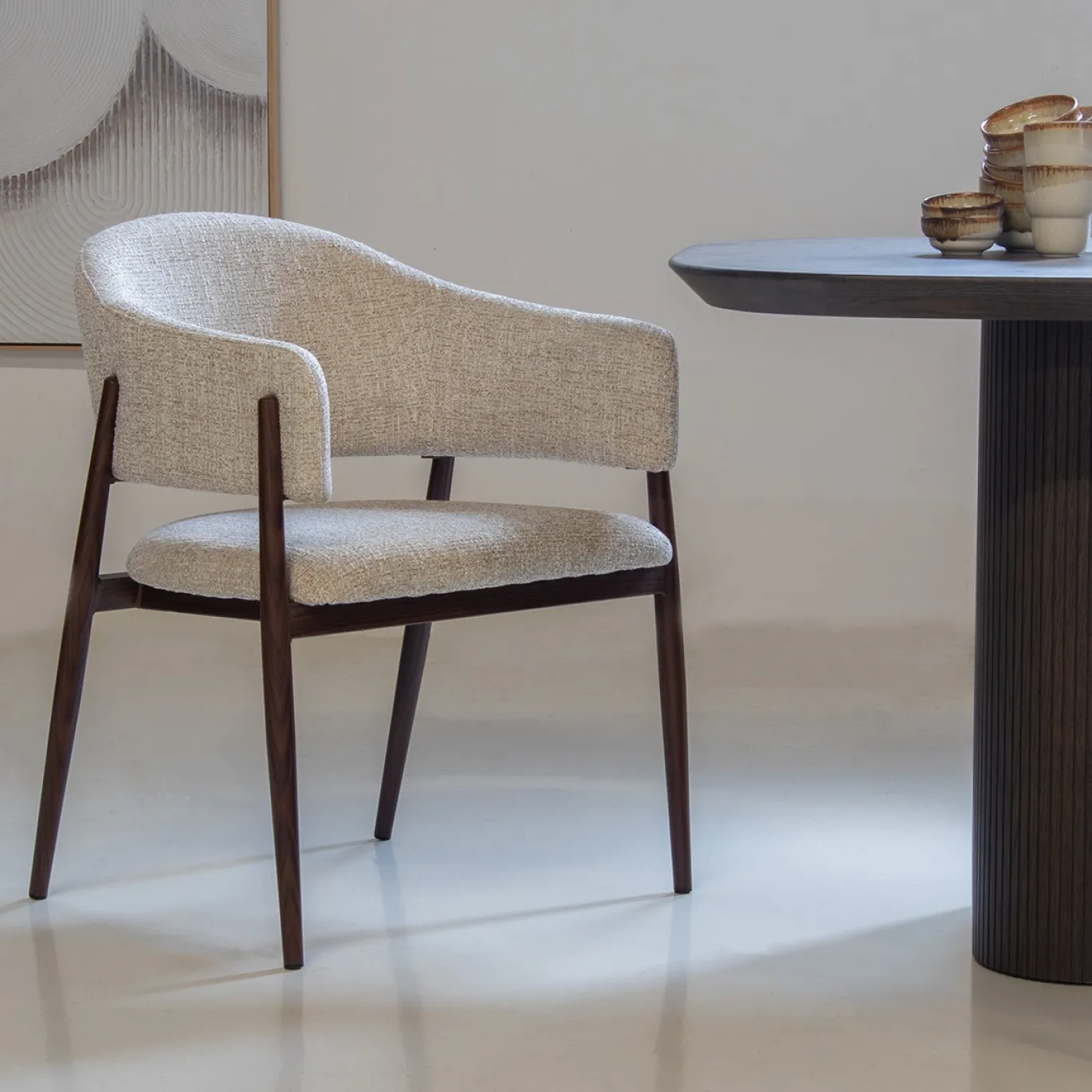 DÉJA Eetkamerstoel Dénia Beige/Walnoot
