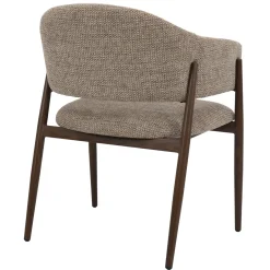 DÉJA Eetkamerstoel Dénia Chenille Taupe/Walnoot