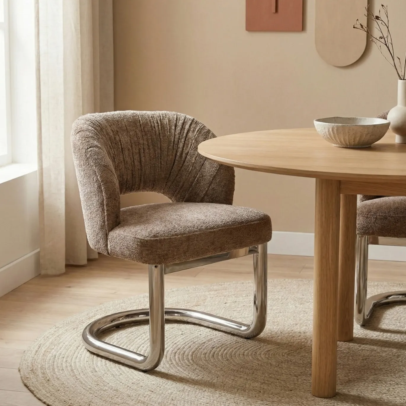 DÉJA Eetkamerstoel Dovre Taupe/Chrome