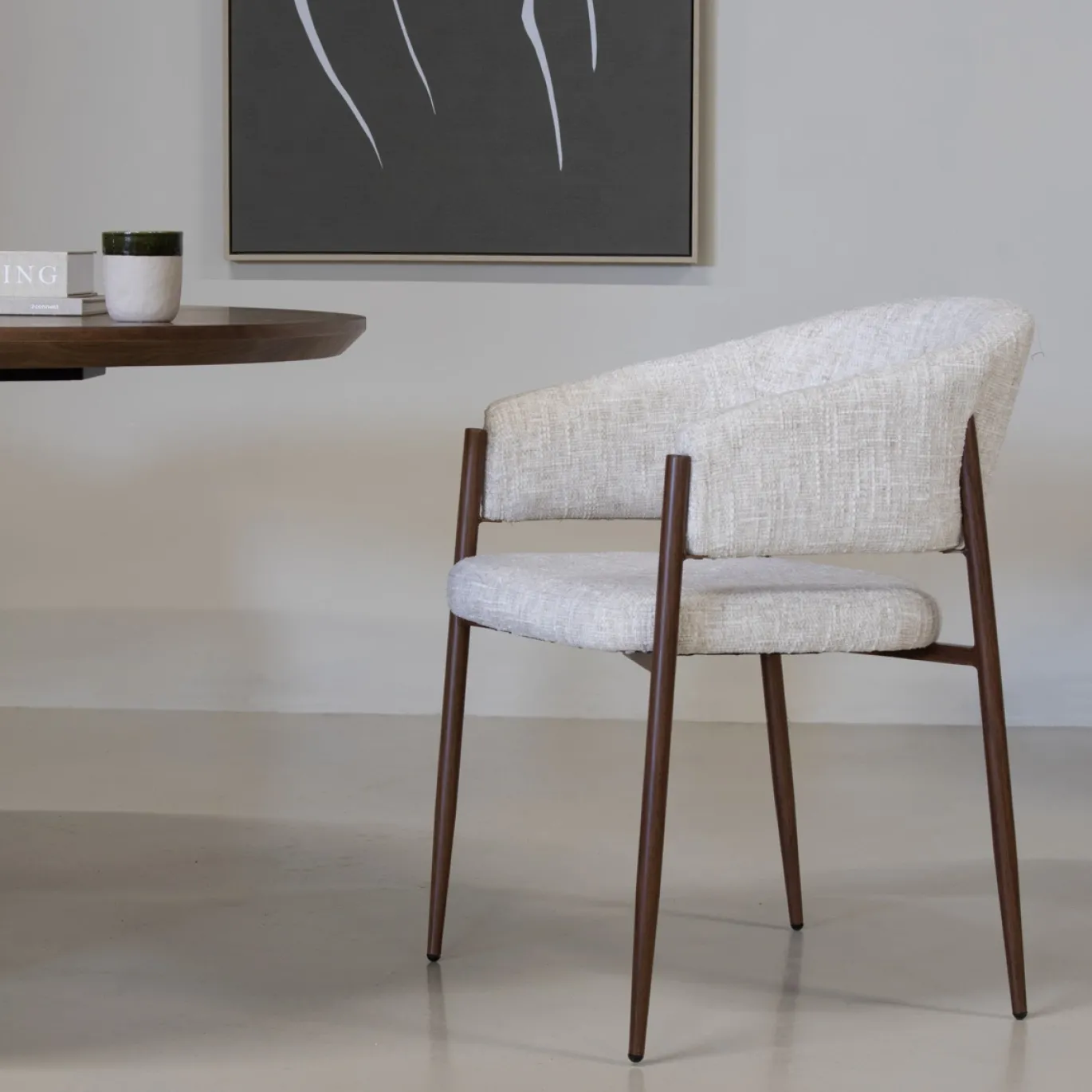 DÉJA Eetkamerstoel Elvia Beige/Walnoot