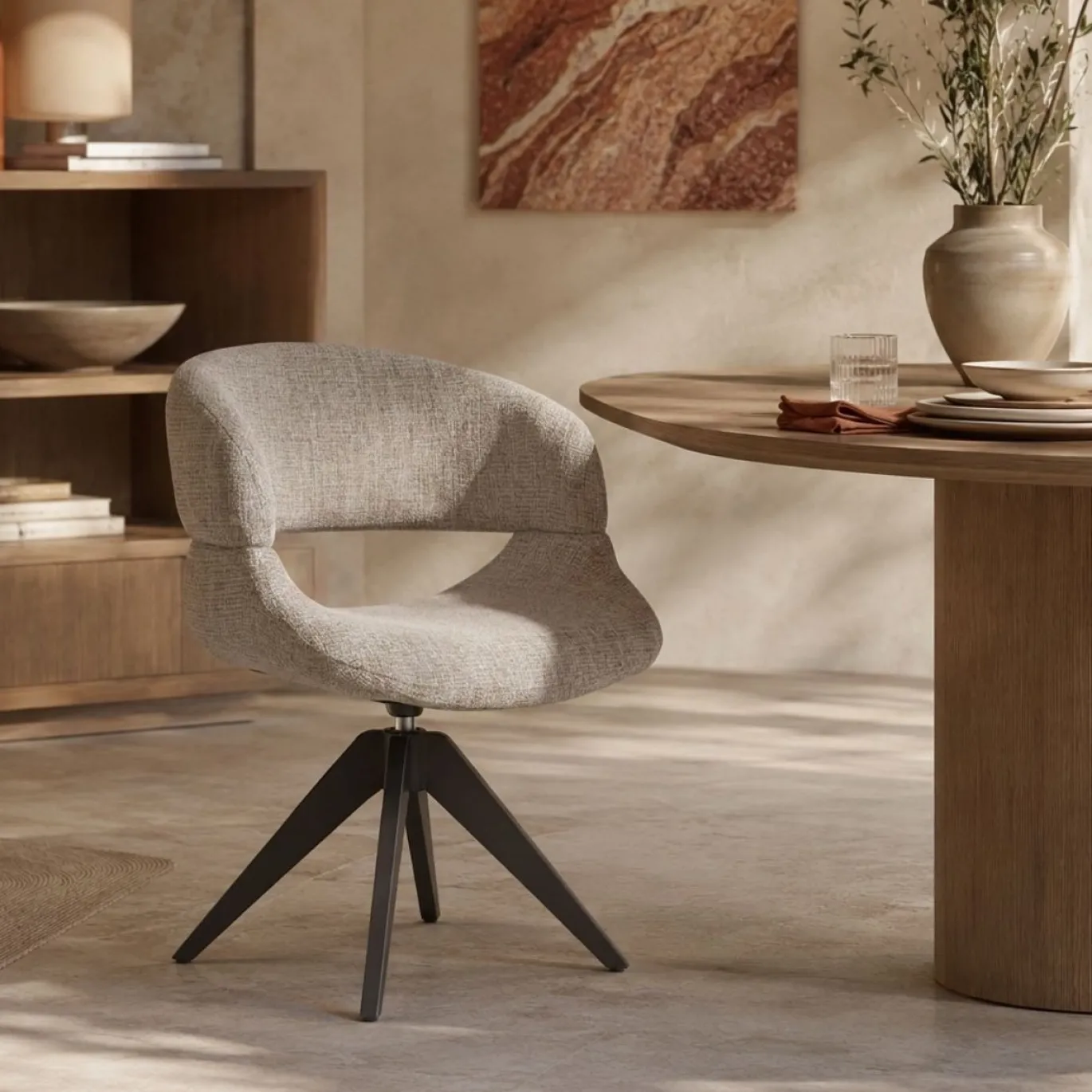 DÉJA Eetkamerstoel Foss Beige/Anodic Brown Draaibaar