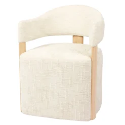 DÉJA Eetkamerstoel Niva Beige/Naturel met Wielen