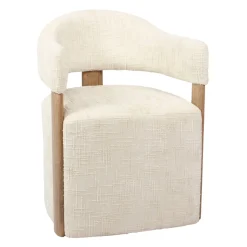 DÉJA Eetkamerstoel Niva Beige/Walnoot met Wielen