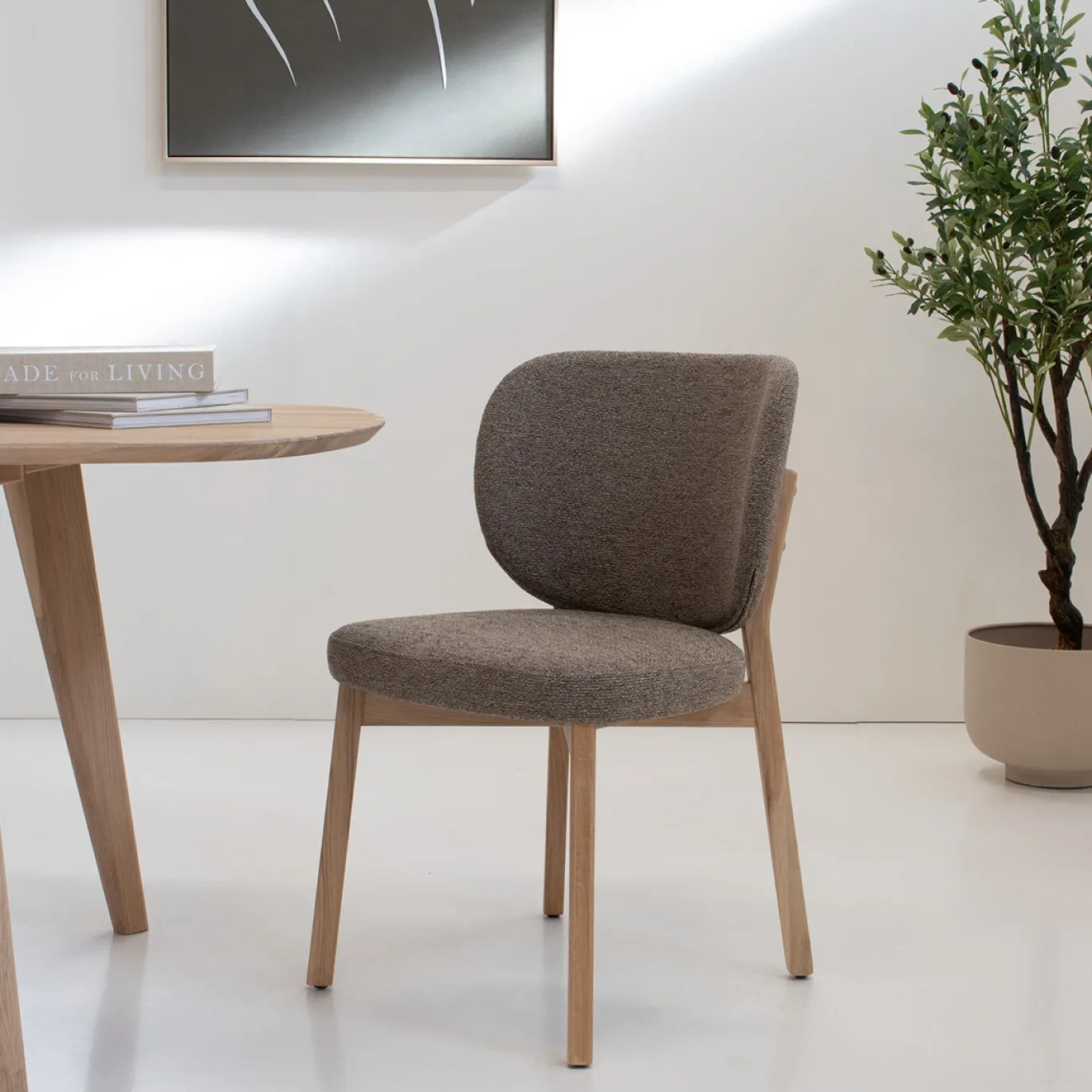 DÉJA Eetkamerstoel Nobu Taupe/Naturel Eiken