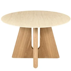 DÉJA Eettafel Miko Naturel Travertinlook Rond 120cm