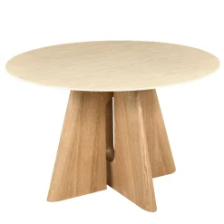 DÉJA Eettafel Miko Naturel Travertinlook Rond 120cm