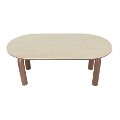 DÉJA Eettafel Mykonos Travertinlook Walnoot Ovaal 200cm