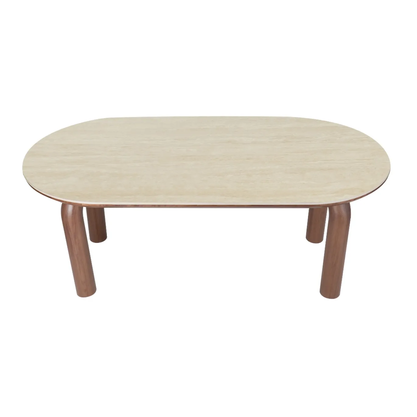 DÉJA Eettafel Mykonos Travertinlook Walnoot Ovaal 200cm