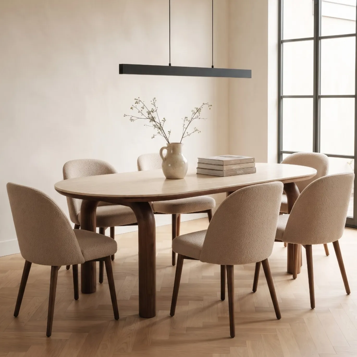 DÉJA Eettafel Mykonos Travertinlook Walnoot Ovaal 200cm
