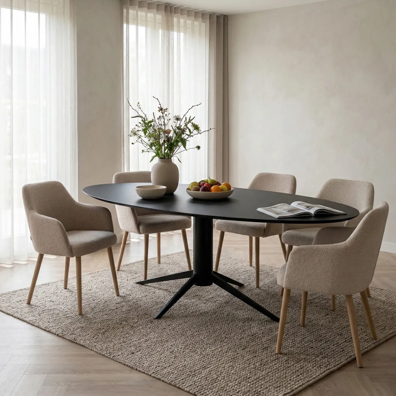 DÉJA Eettafel Rivo Ovaal Zwart HPL 260x120cm