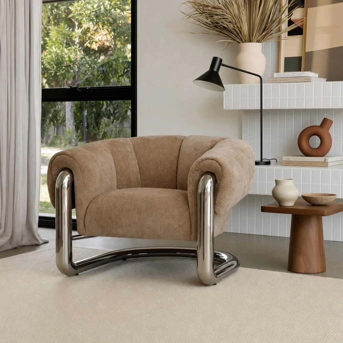 DÉJA Fauteuil Leka Beige/Chrome