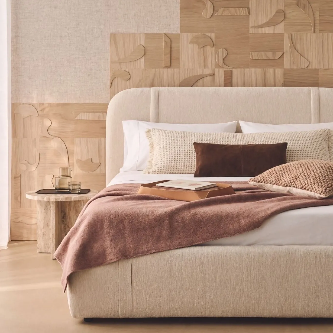 DÉJA Gestoffeerd Bed Dream Beige met Opbergruimte 160x200cm
