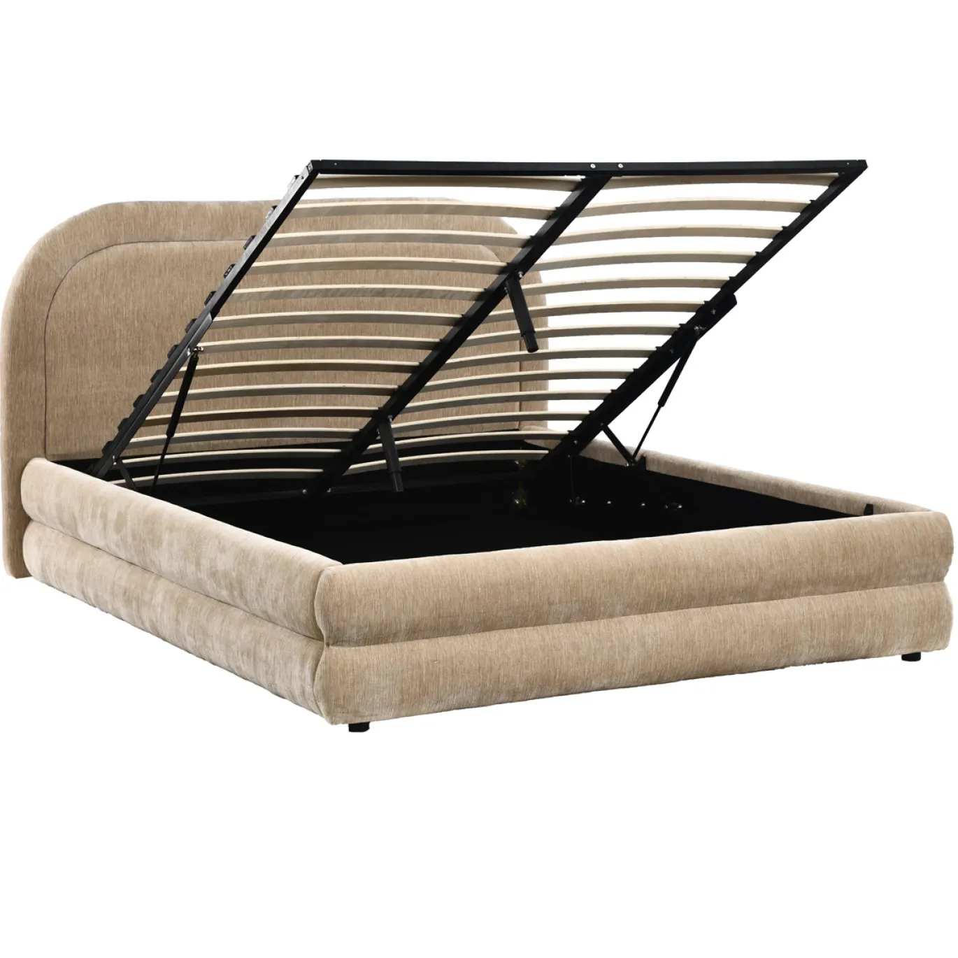 DÉJA Gestoffeerd Bed Sato Taupe met Opbergruimte 160x200cm