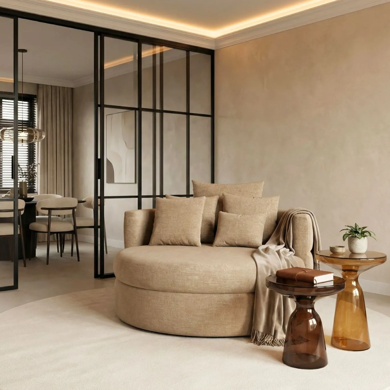 DÉJA Loveseat Miles Taupe Rond