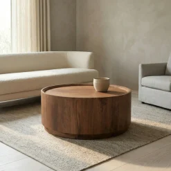 DÉJA Salontafel Amber Walnoot Rond 90cm