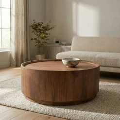 DÉJA Salontafel Amber Walnoot Rond 90cm
