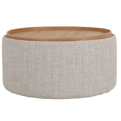 DÉJA Salontafel Angela Beige/Naturel Rond met Opbergruimte 81cm