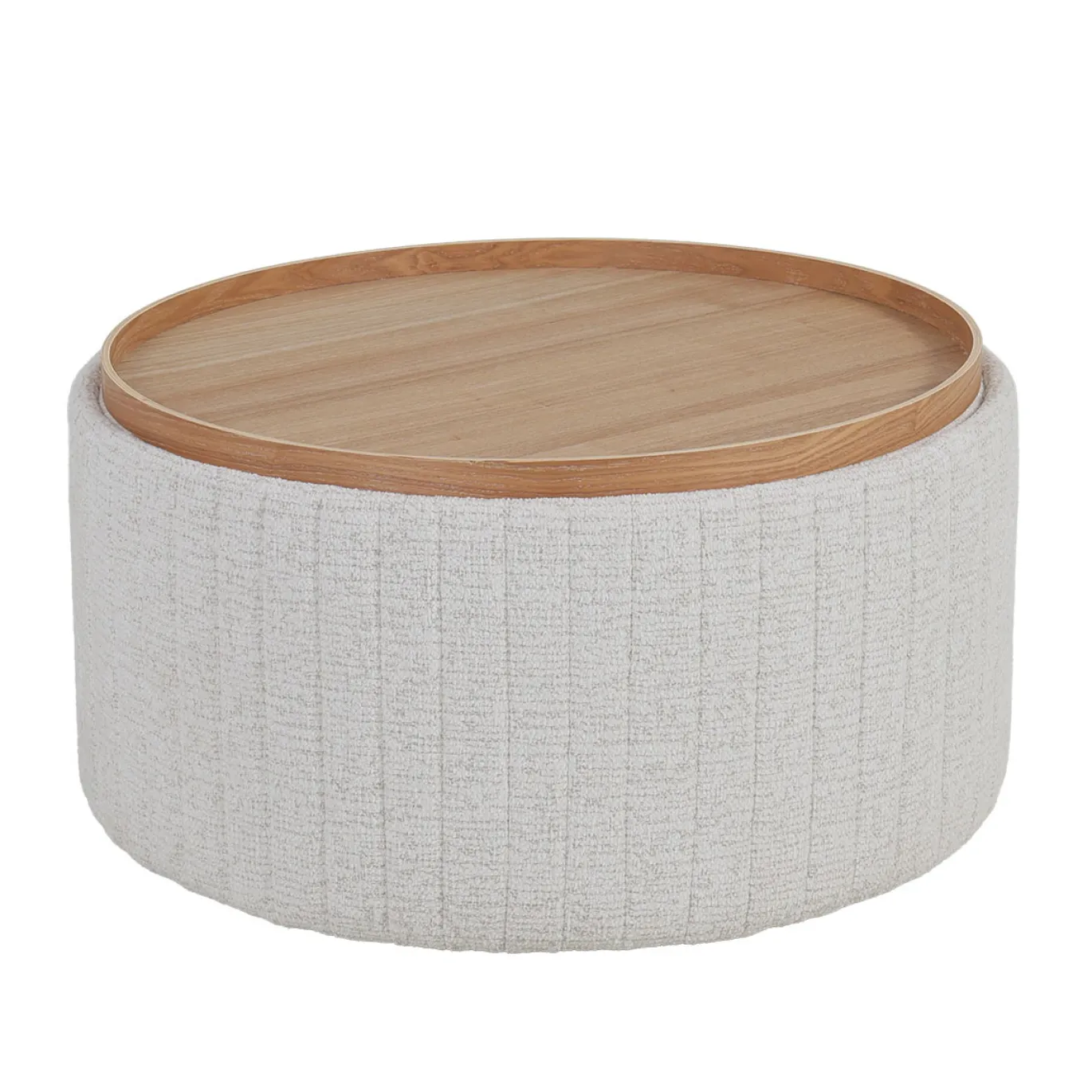 DÉJA Salontafel Angela Beige/Naturel Chenille Rond met Opbergruimte 81cm