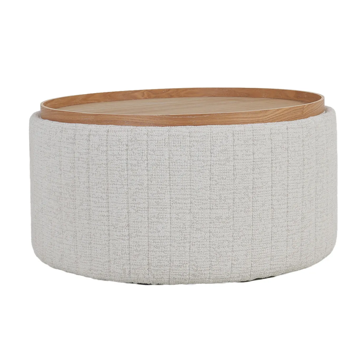DÉJA Salontafel Angela Beige/Naturel Chenille Rond met Opbergruimte 81cm