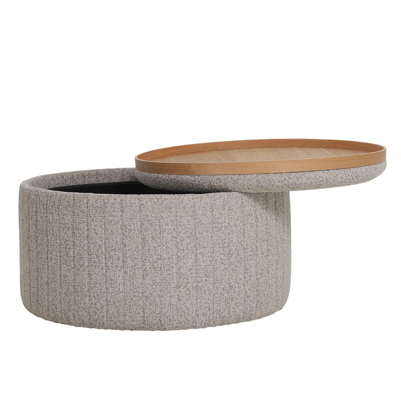 DÉJA Salontafel Angela Taupe/Naturel Chenille Rond met Opbergruimte 81cm