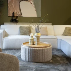 DÉJA Salontafel Angela Taupe/Naturel Rond met Opbergruimte 81cm