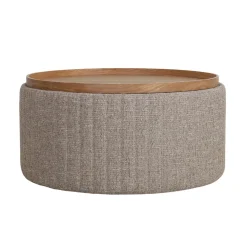 DÉJA Salontafel Angela Taupe/Naturel Rond met Opbergruimte 81cm