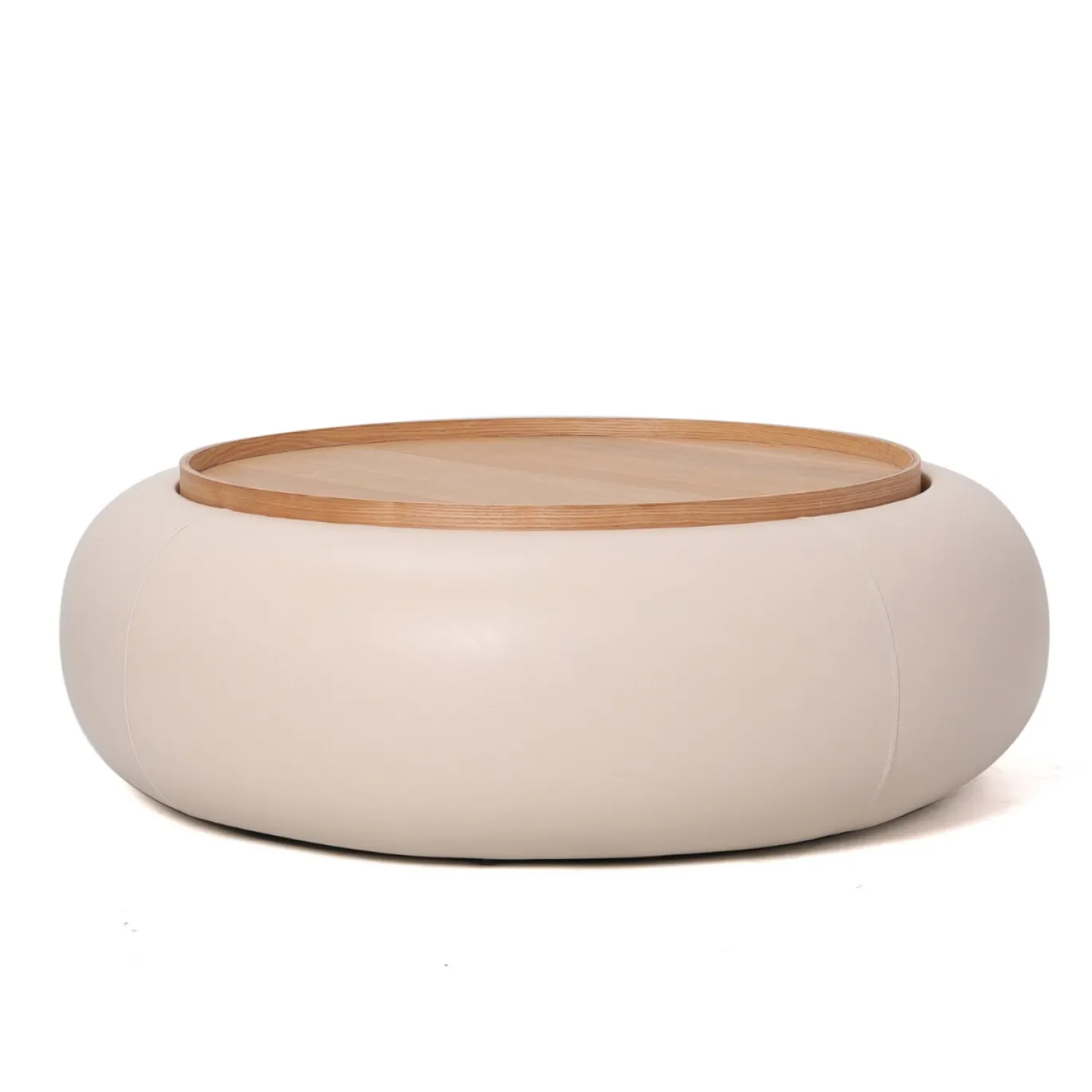 DÉJA Salontafel Draby Beige/Naturel Rond met Opbergruimte 102cm