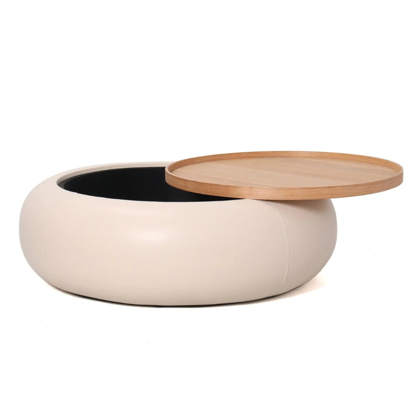 DÉJA Salontafel Draby Beige/Naturel Rond met Opbergruimte 102cm