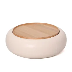 DÉJA Salontafel Draby Beige/Naturel Rond met Opbergruimte 102cm