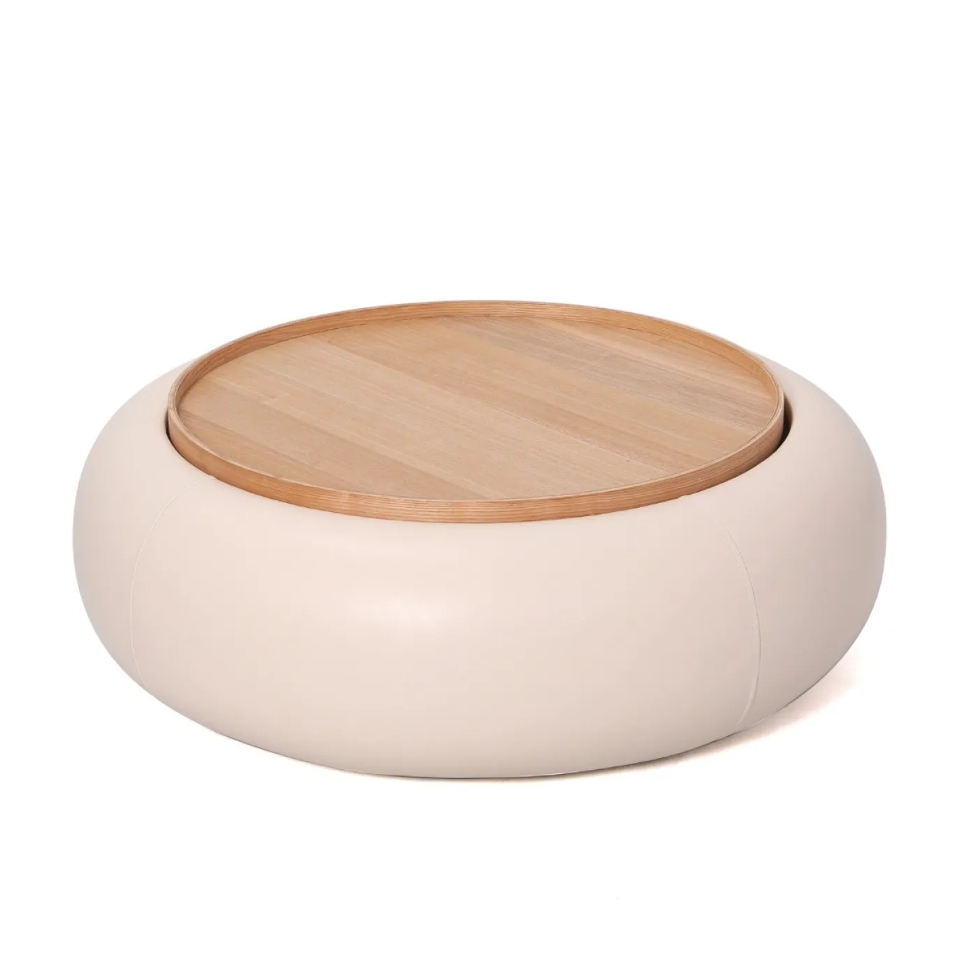 DÉJA Salontafel Draby Beige/Naturel Rond met Opbergruimte 102cm