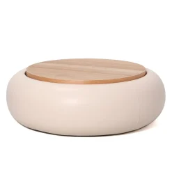 DÉJA Salontafel Draby Beige/Naturel Rond met Opbergruimte 102cm