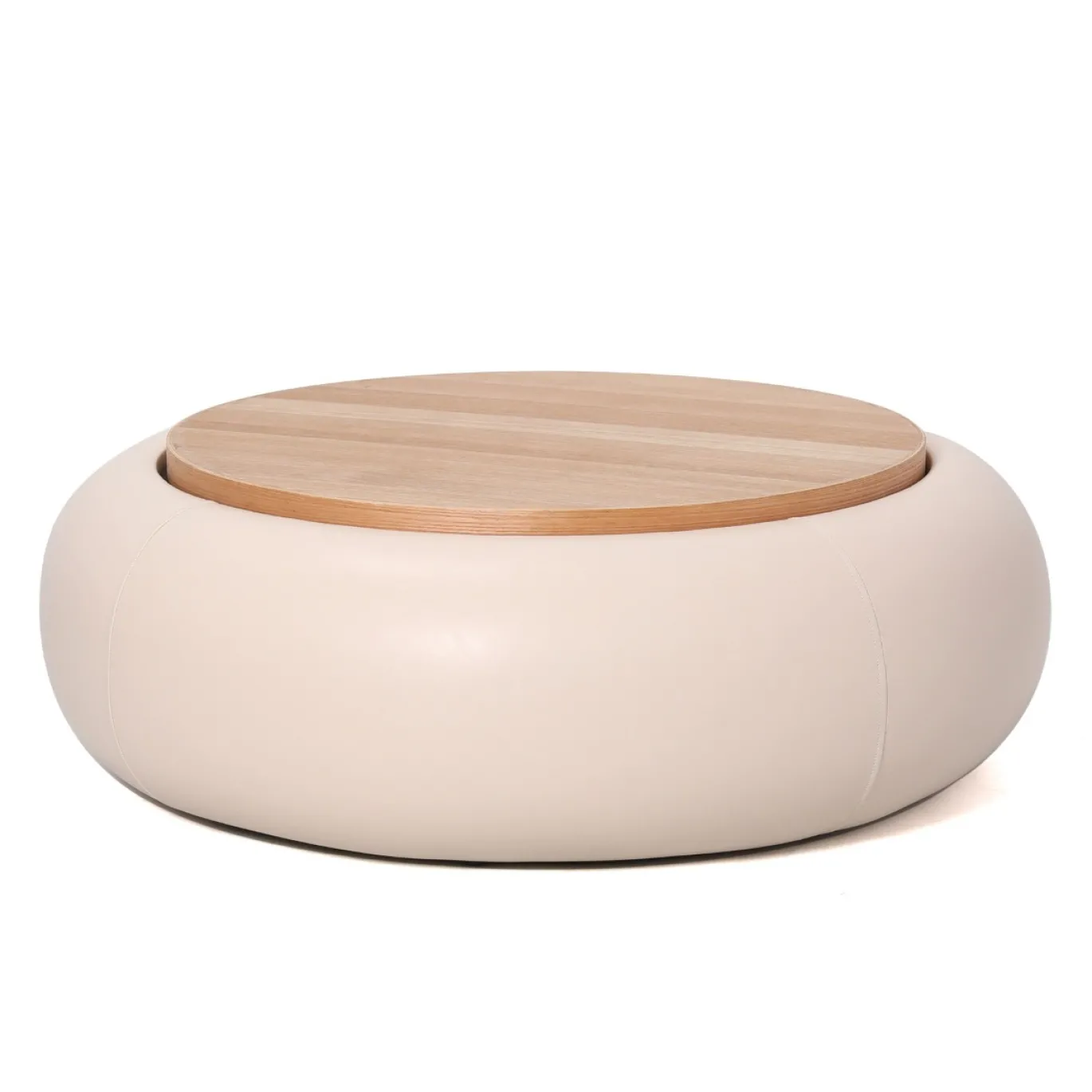 DÉJA Salontafel Draby Beige/Naturel Rond met Opbergruimte 102cm