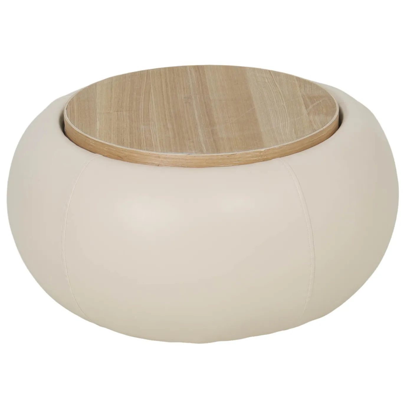 DÉJA Salontafel Draby Beige/Naturel Rond met Opbergruimte 73cm