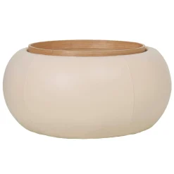 DÉJA Salontafel Draby Beige/Naturel Rond met Opbergruimte 73cm
