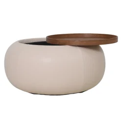 DÉJA Salontafel Draby Beige/Walnoot Rond met Opbergruimte 73cm