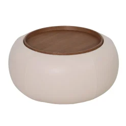 DÉJA Salontafel Draby Beige/Walnoot Rond met Opbergruimte 73cm