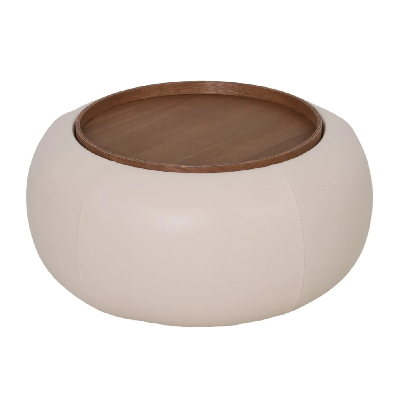 DÉJA Salontafel Draby Beige/Walnoot Rond met Opbergruimte 73cm