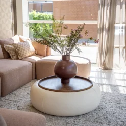 DÉJA Salontafel Draby Beige/Walnoot Rond met Opbergruimte 102cm