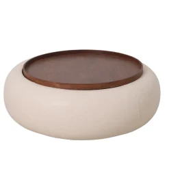 DÉJA Salontafel Draby Beige/Walnoot Rond met Opbergruimte 102cm