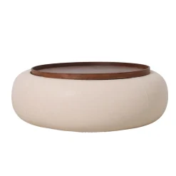 DÉJA Salontafel Draby Beige/Walnoot Rond met Opbergruimte 102cm