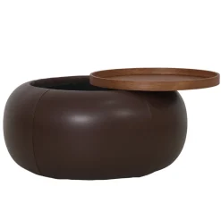 DÉJA Salontafel Draby Donkerbruin/Walnoot Rond met Opbergruimte 73cm