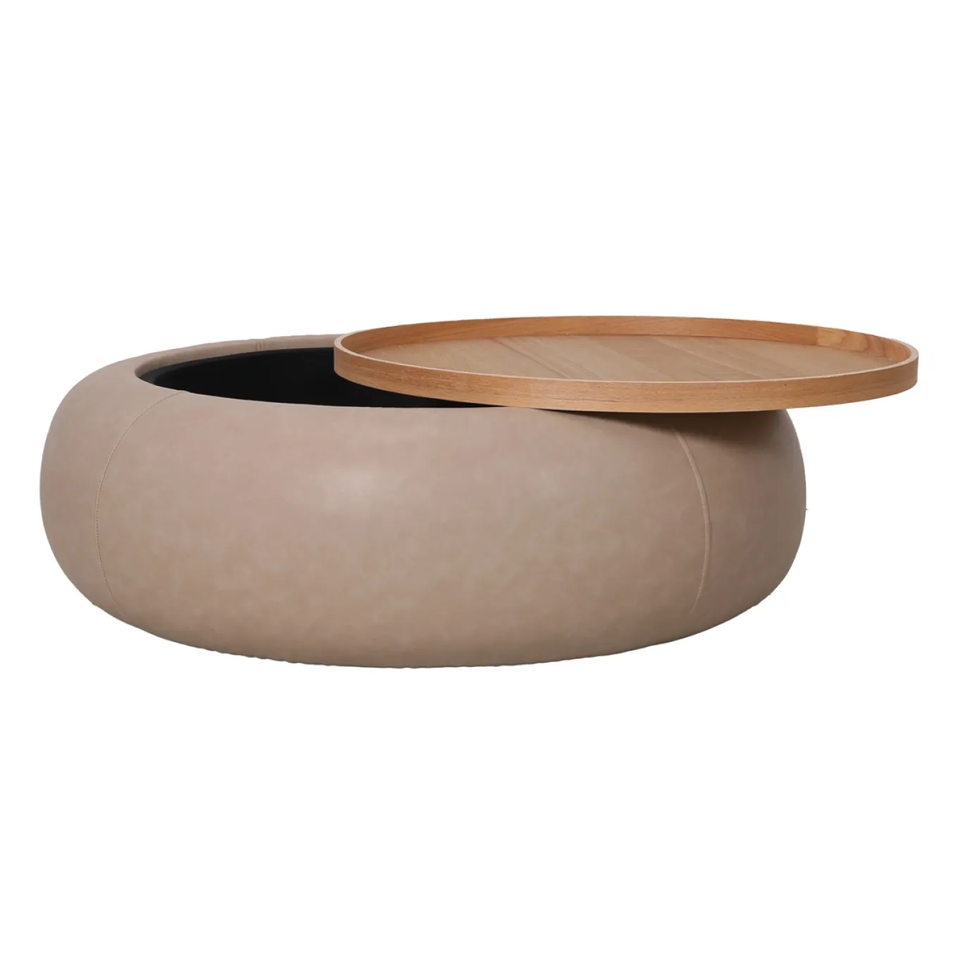 DÉJA Salontafel Draby Taupe/Naturel Rond met Opbergruimte 102cm