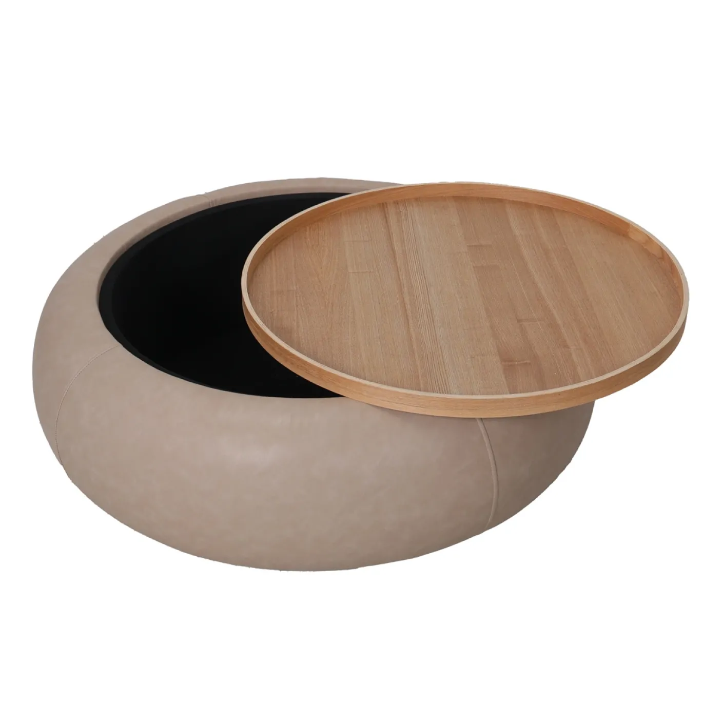 DÉJA Salontafel Draby Taupe/Naturel Rond met Opbergruimte 102cm