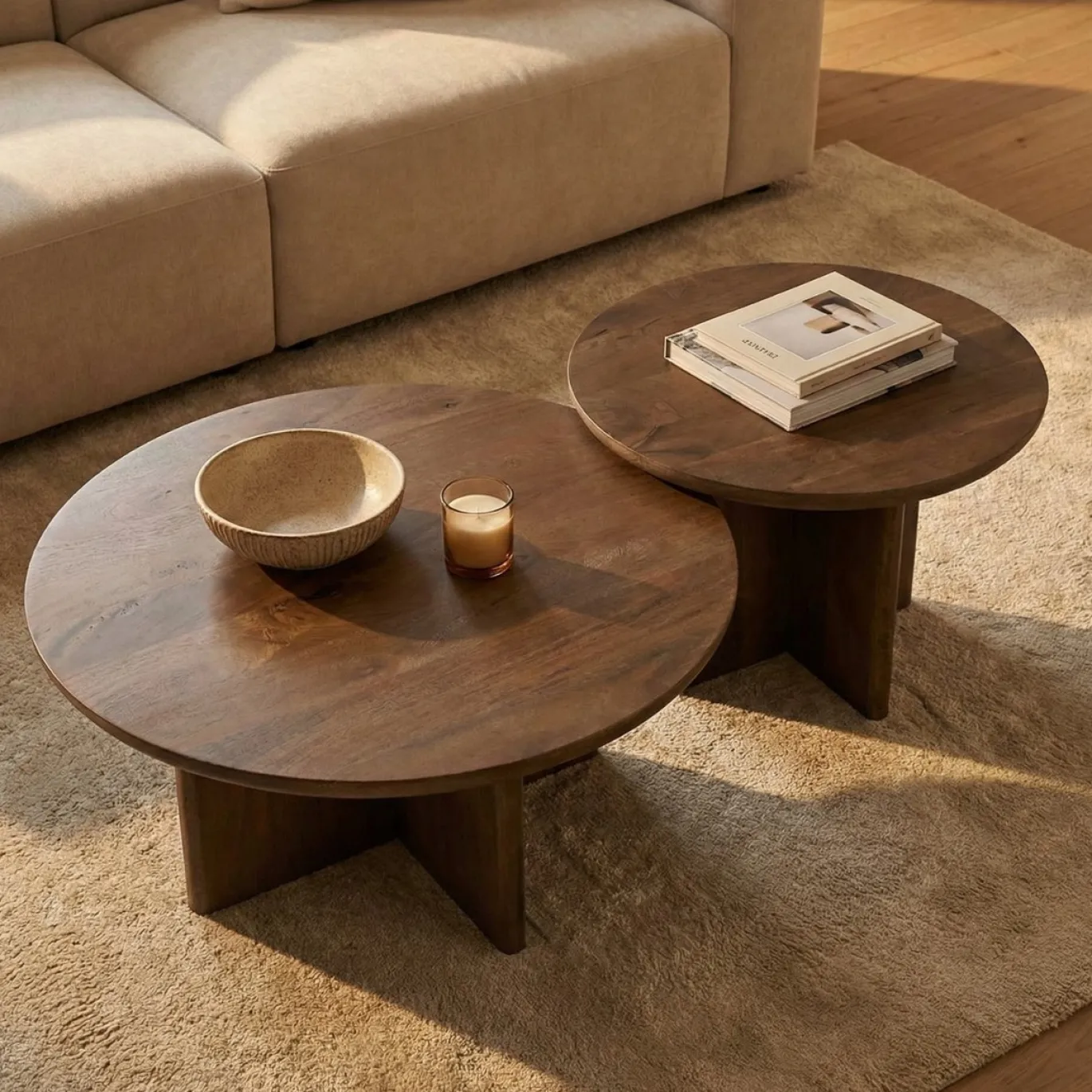 DÉJA Salontafel Helsinki Walnoot Rond 80cm