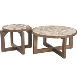 DÉJA Salontafel Juuka Donkerbruin Marmer Rond 60cm