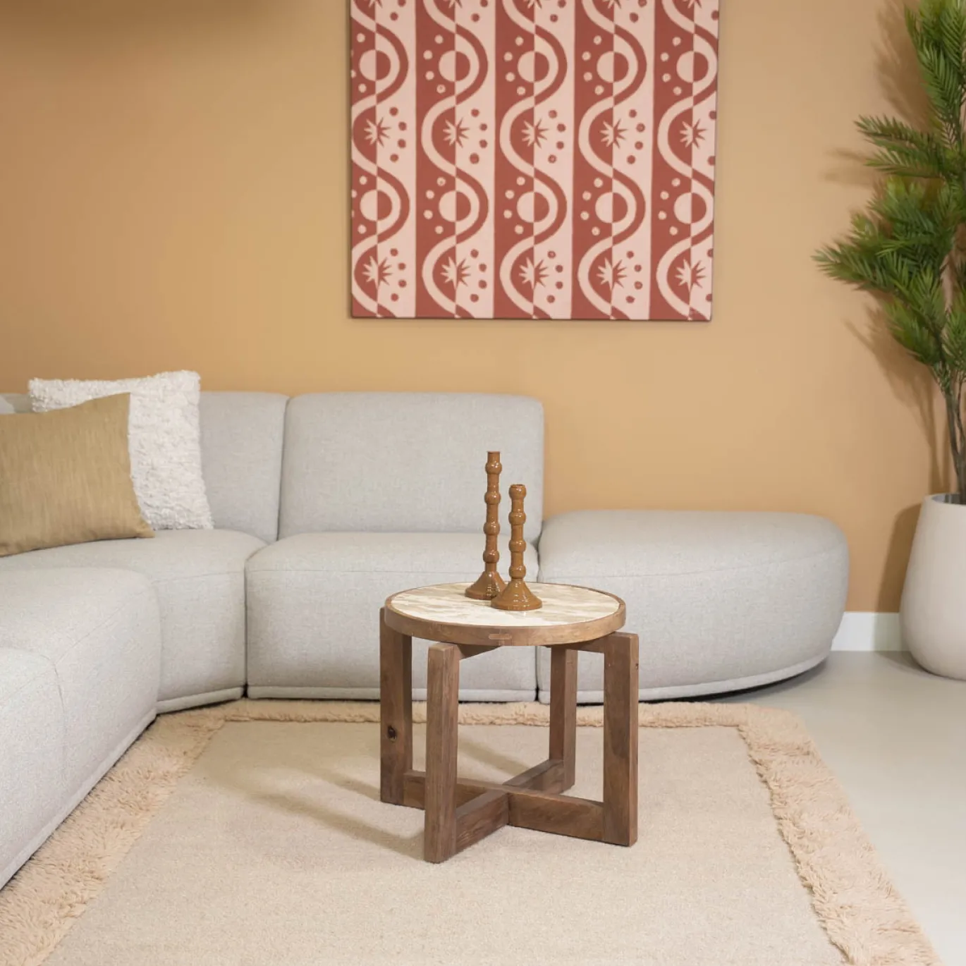DÉJA Salontafel Juuka Donkerbruin Marmer Rond 60cm