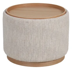 DÉJA Salontafel Marcia Beige/Naturel Chenille Rond met Opbergruimte 55cm