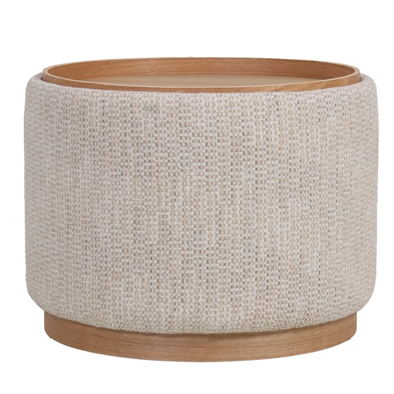 DÉJA Salontafel Marcia Beige/Naturel Chenille Rond met Opbergruimte 55cm