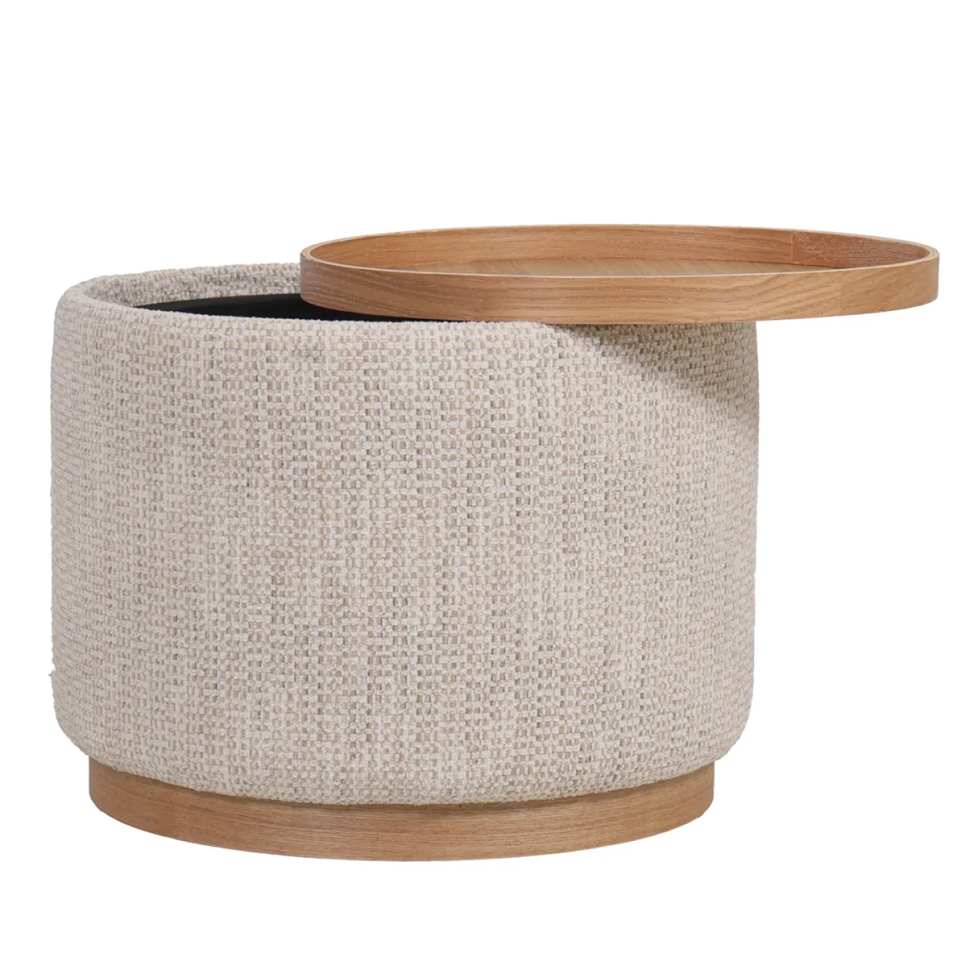 DÉJA Salontafel Marcia Beige/Naturel Chenille Rond met Opbergruimte 55cm